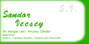 sandor vecsey business card